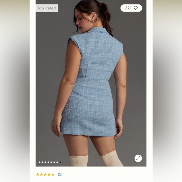 RESTOCKED Anthropologie MAEVE Sleeveless Tweed Mini Blazer Dress💙BEST SELLER🌸 - Picture 5 of 8